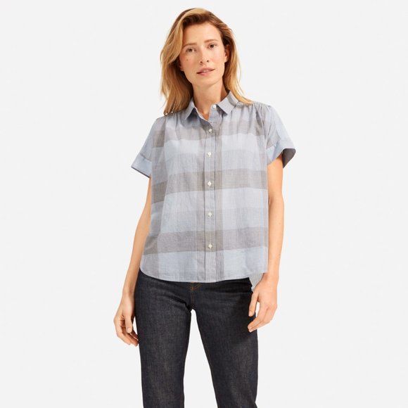 Everlane Plaid Collared Blouse - Picture 1 of 3